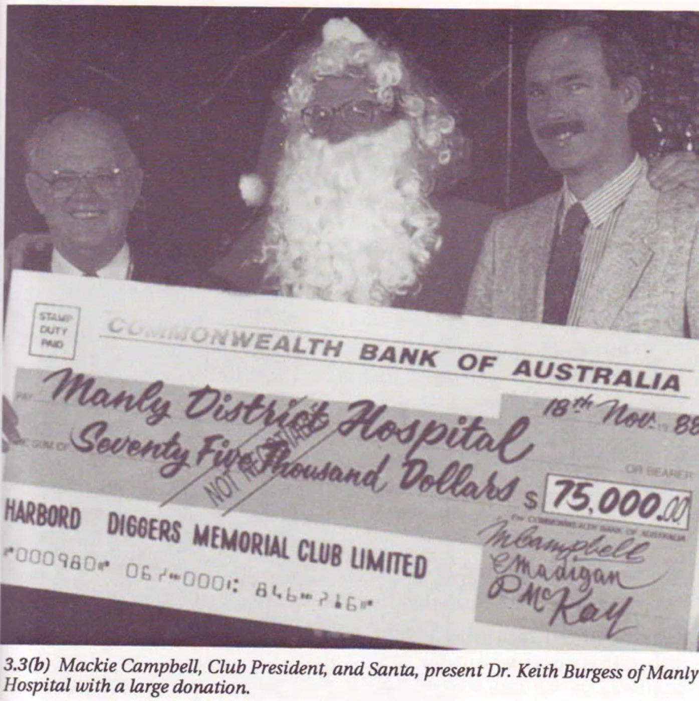 A cheque presentation to Manly District Hospital