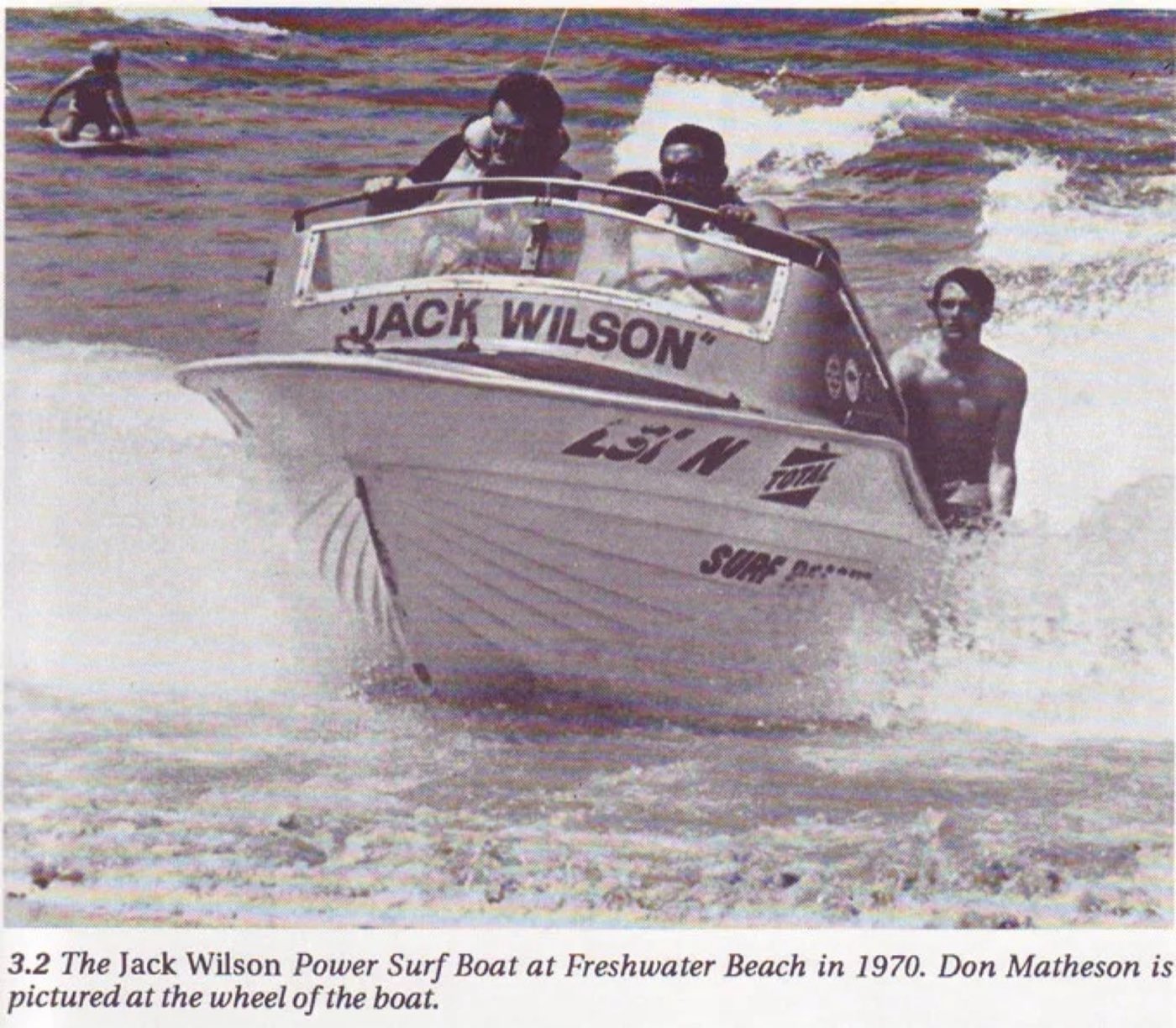 The Jack Wilson power surf boat at Freshwater Beach