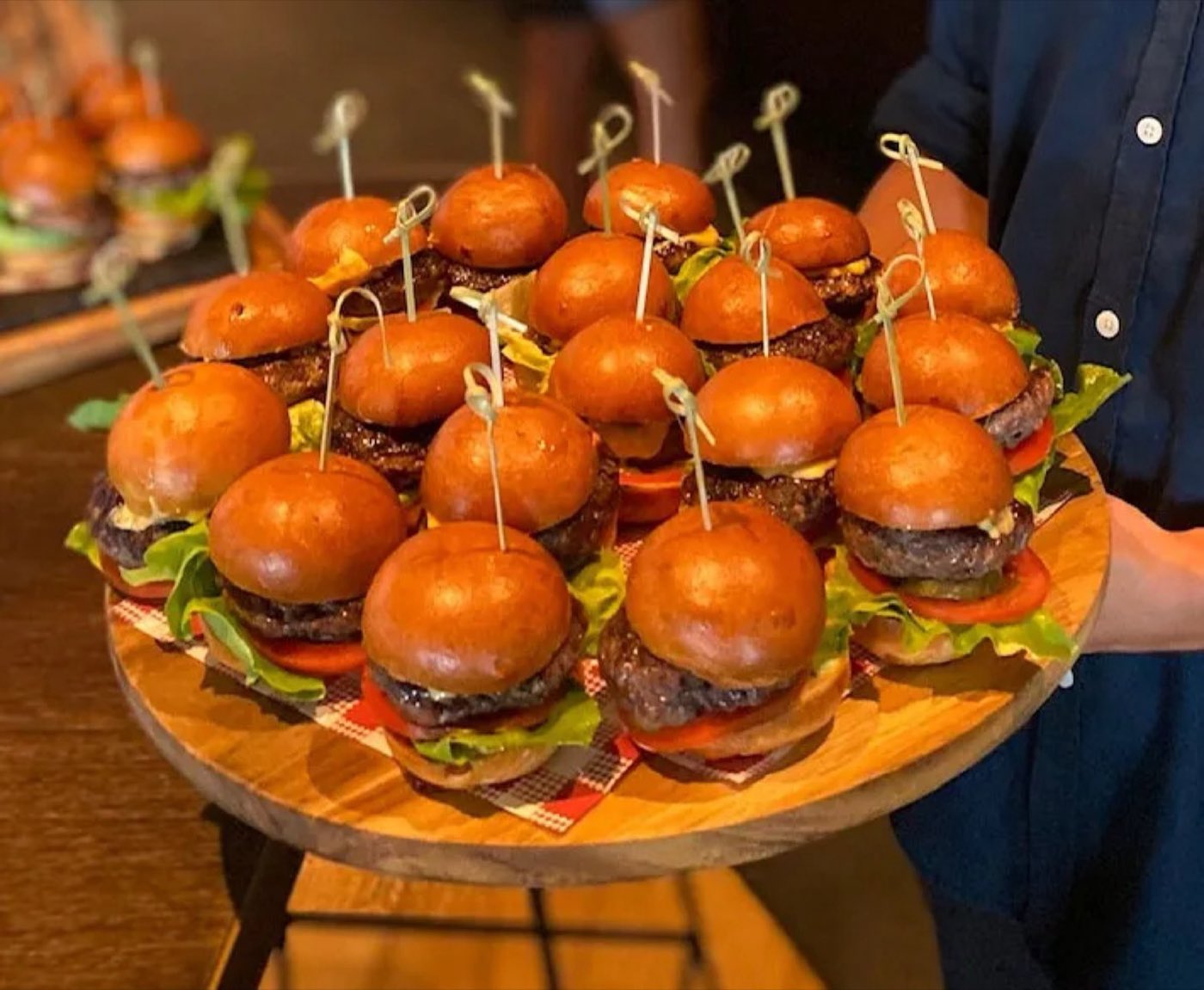 A board of sliders being carried out