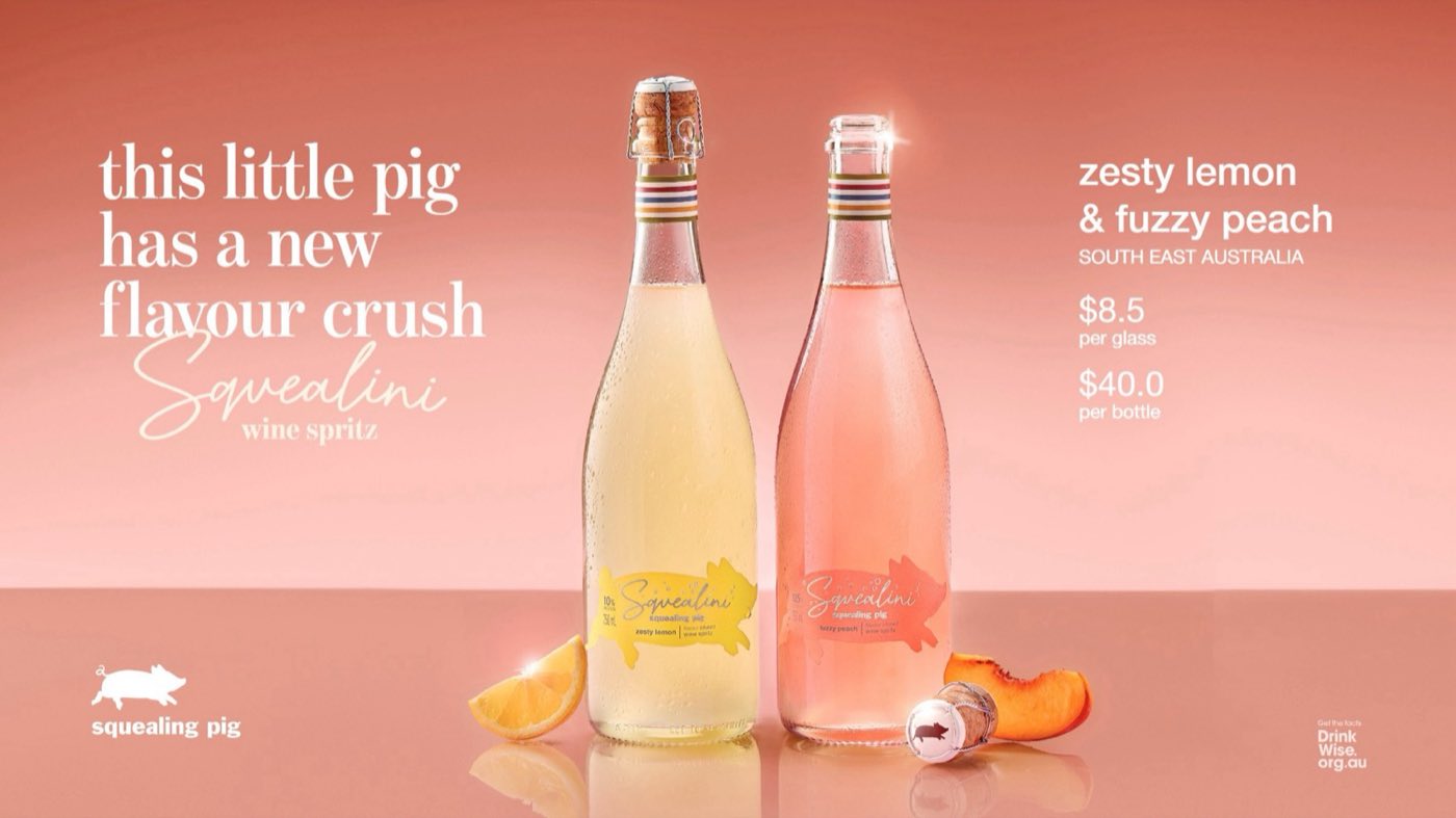 Squealing Pig Squealini in zesty lemon and fuzzy peach