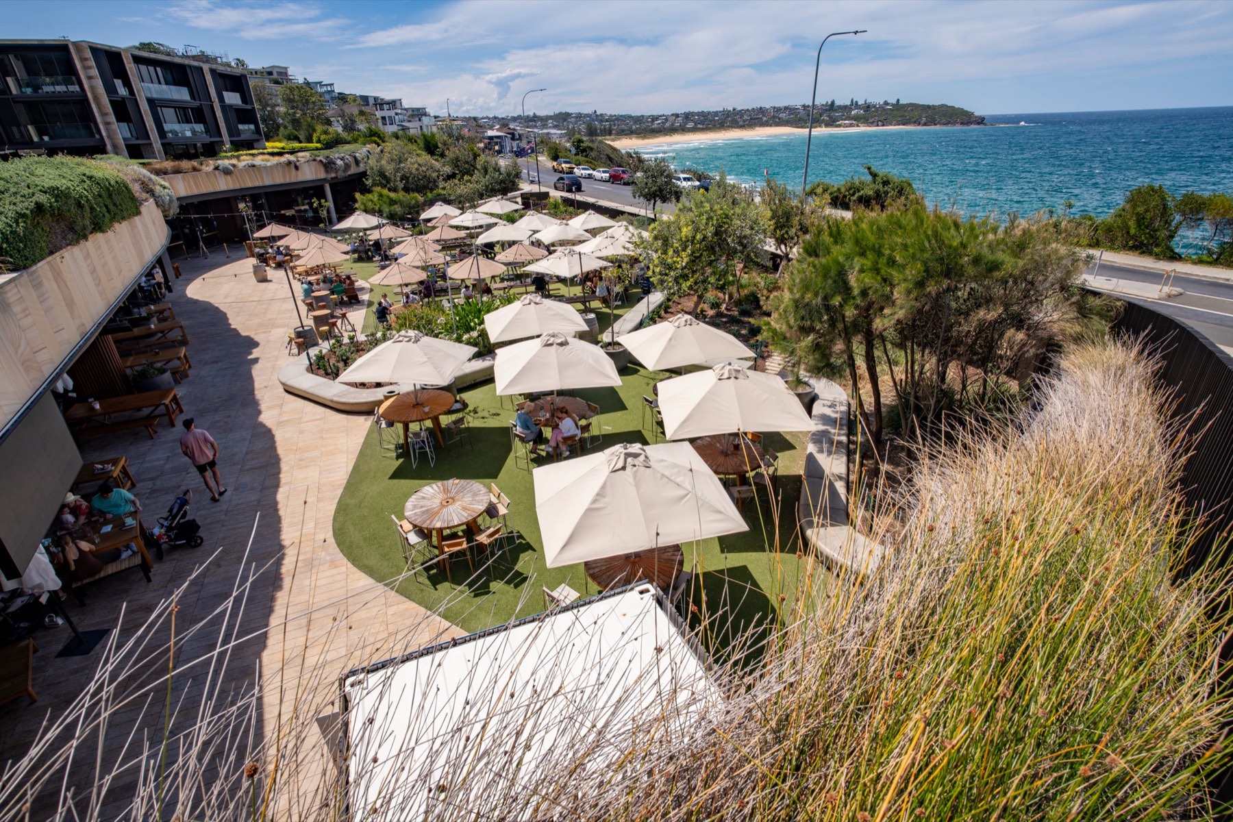 Umbrellas on the Ocean Terrace above Freshwater Beach